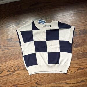 Moon & Madison Checkered Sweater - Black and Cream
